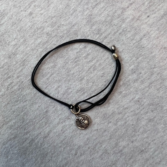 Alex and Ani Black Bracelet with Silver Charm - Picture 1 of 2